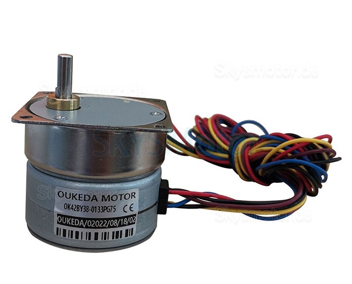 Oukeda Permanentmagnet Getriebe Schrittmotor 7,5 Grad 24V 4 Phasen mit 10:1/30:1/50:1/75:1/120:1 Getriebe